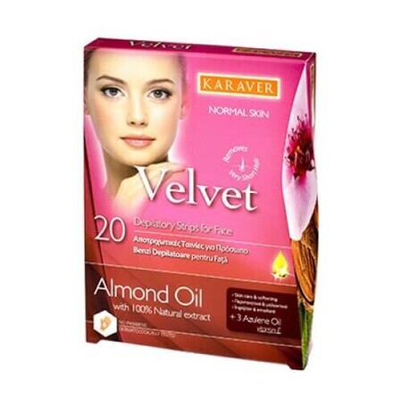 Haarentfernungsstreifen für das Gesicht mit Mandelöl Velvet, 20 Stück, Karaver