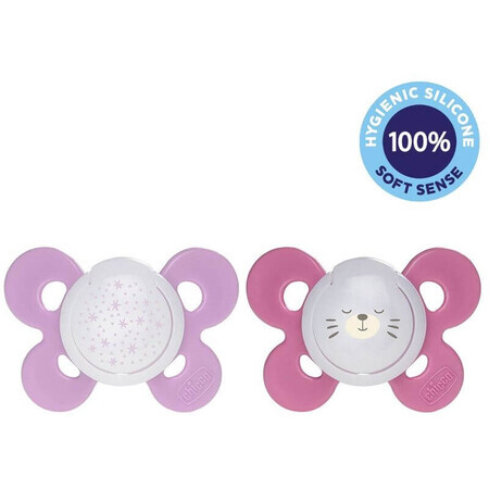 Chicco Physio Comfort Succhietto notturno in silicone bambina - Stelle/Macko, 16-36m+