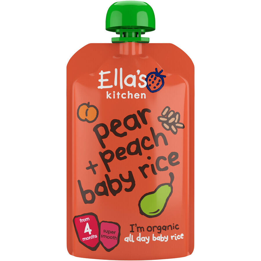 Ella's Kitchen Biologische babyrijst met peren en perziken 120 g