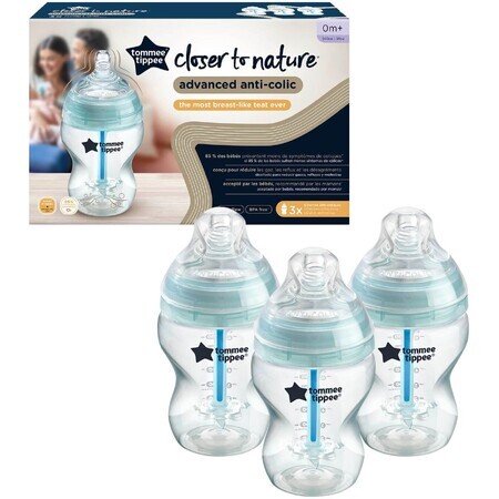 Tommee Tippee CTN ADVANCED ANTI-COLIC Langzaam Stromende Fles 260 ml 0m+, 3 stuks