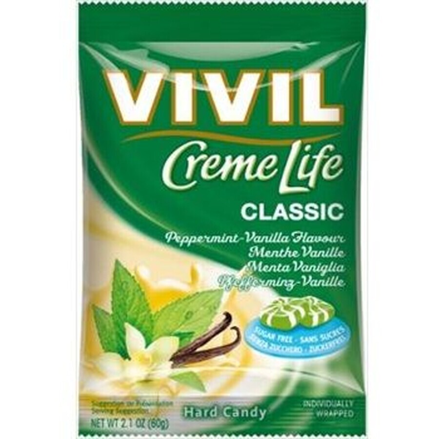 Vivil Bonbons Bonbons Creme Life Classic Vanille-Minze Vanille-Sahne-Geschmack zuckerfrei Drops 110 g