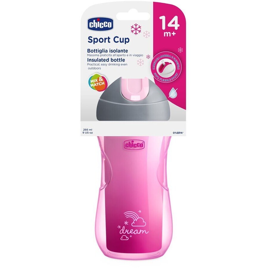 Chicco Mug Sport thermos with straw pink 14m+ 266 ml