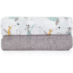 Petite&Mars Bamboo muslin blanket Misty Grey Planes 2in1, 120 x 120 cm 2 pieces