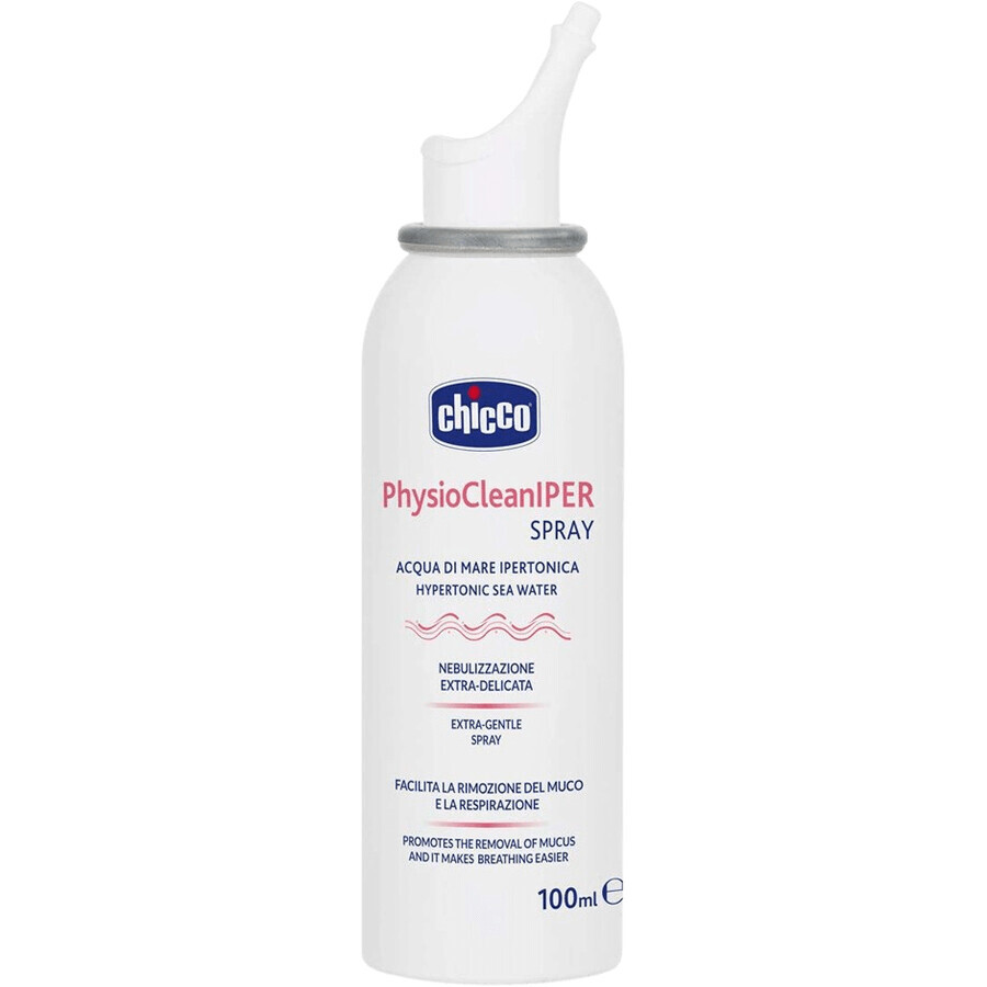 Chicco PhysioCleanIPER Spray nasal hipertónico con agua de mar 12m+, 100 ml