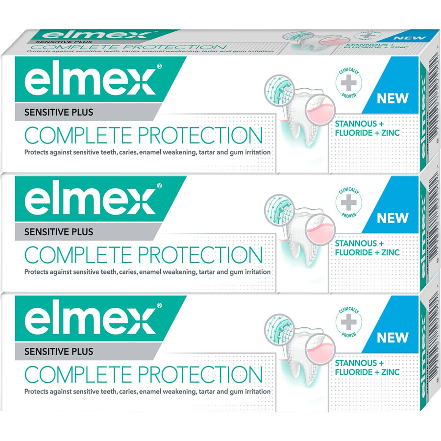 Elmex Sensitive Plus Protección Completa Pasta dentífrica 3 x 75 ml