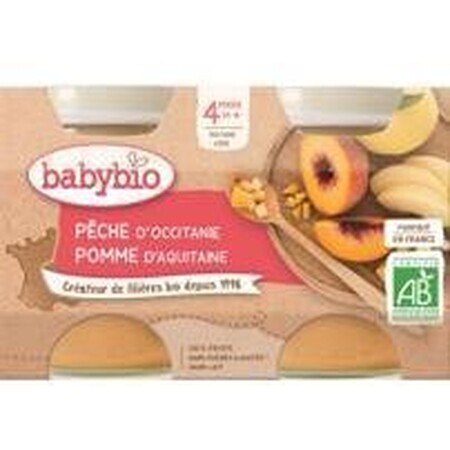 Babybio fruit snack peach, apple 2 x 130 g