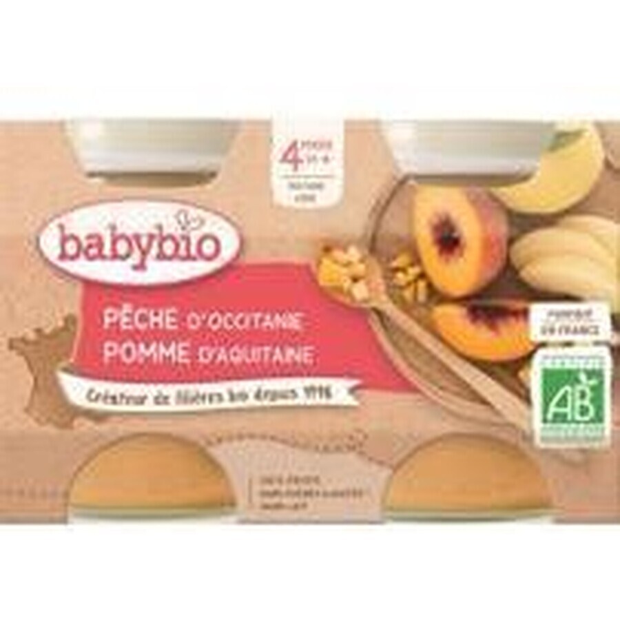 Babybio fruit snack peach, apple 2 x 130 g