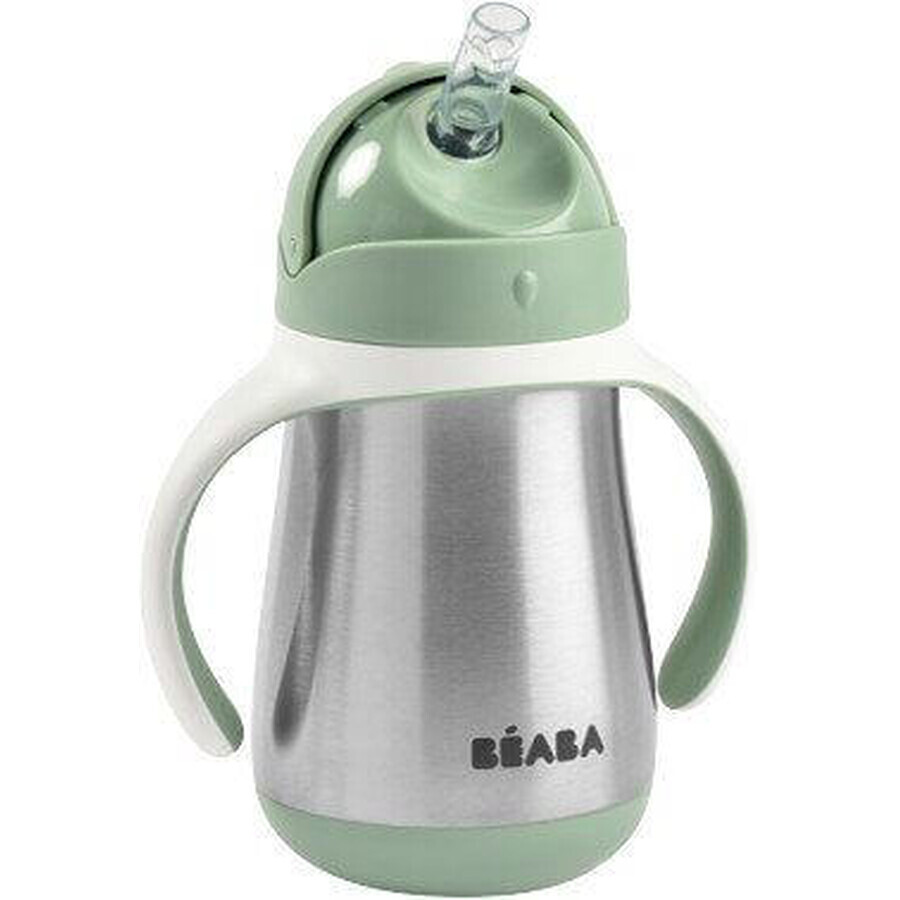 Beaba Verre à paille en acier inoxydable vert sauge 250 ml