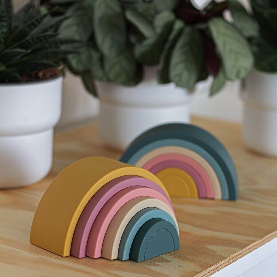 Petite&Mars Jouet pliant en silicone Rainbow Intense Ochre 12m+ Rainbow Intense Ochre 12m+ 6 pcs