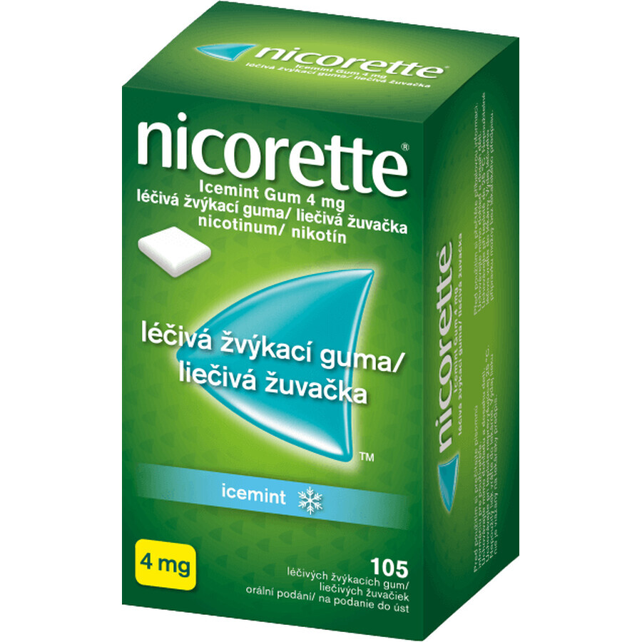 Nicorette Icemint Gum 4mg chewing-gum médicinal 105 pièces