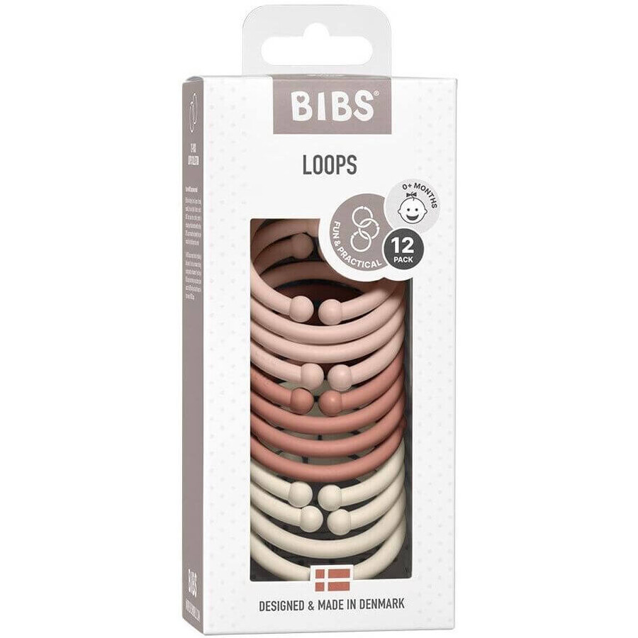 BIBS Lusringen, Blush/ Woodchuck/ Ivory 12 stuks