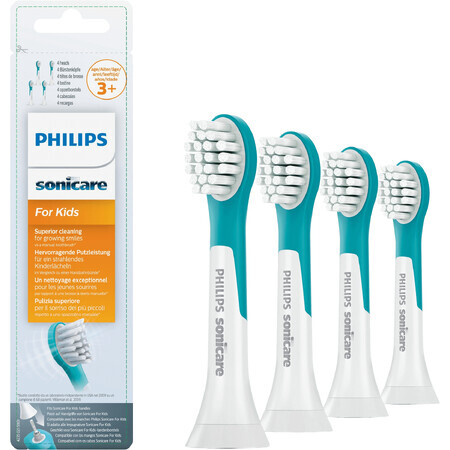 Philips Sonicare Child Sonicare HX6034/33 Tête de brosse à dents sonique compacte pour enfants de 3 ans et plus 4 pièces