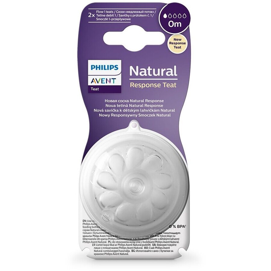 Philips Avent Soother Natural Response 1 premier débit 0m, 2 pièces