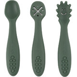 Petite&Mars Set of silicone training spoons Take&Match Misty Green 6m+ 3 pcs.