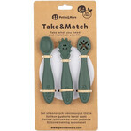 Petite&Mars Set de cuillères d'apprentissage en silicone Take&Match Misty Green 6m+ 3 pcs