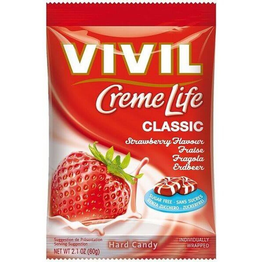 Vivil Bonbons Bonbons Creme Life Classic Strawberry Cream Flavoured Strawberry Cream Flavoured Sugar Free Drops 110 g