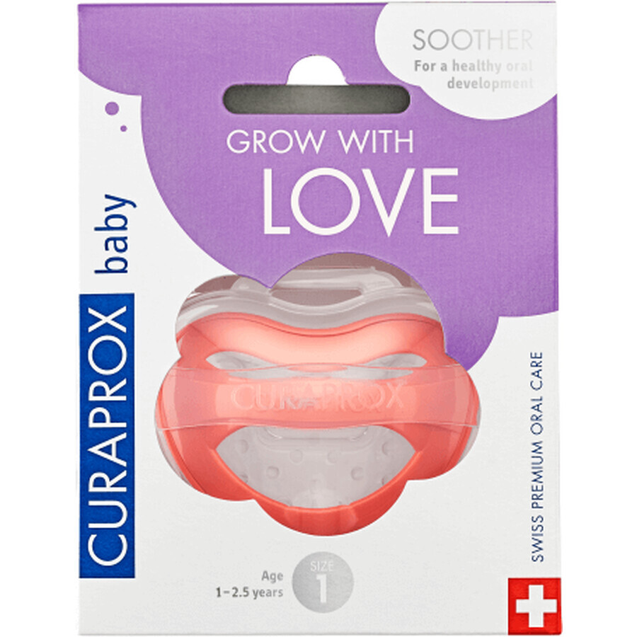 Curaprox Baby Soother de la 1 - 2,5 ani, mărimea 1, coral