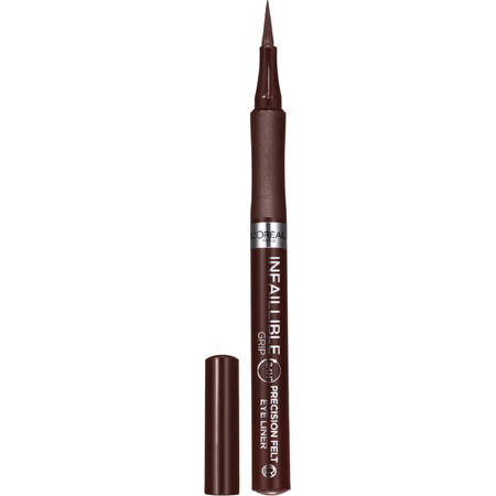 L'Oréal Paris Infaillible Grip 27H Eyeliner di precisione in feltro marrone, 1 g