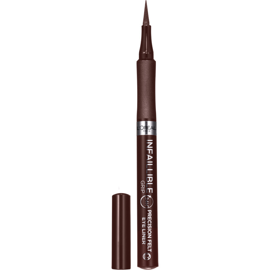 L'Oréal Paris Infaillible Grip 27H Eyeliner di precisione in feltro marrone, 1 g