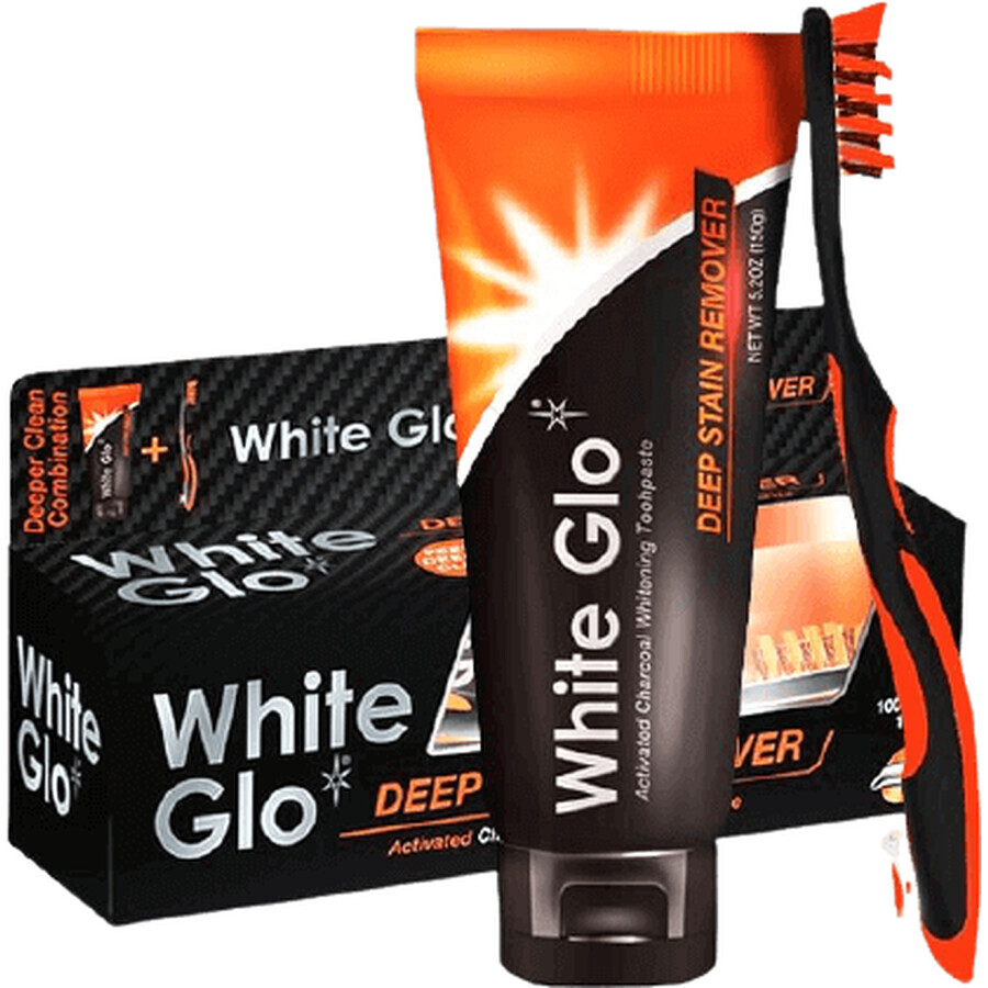 White Glo Charcoal whitening paste + toothbrush and interdental brush 150 g