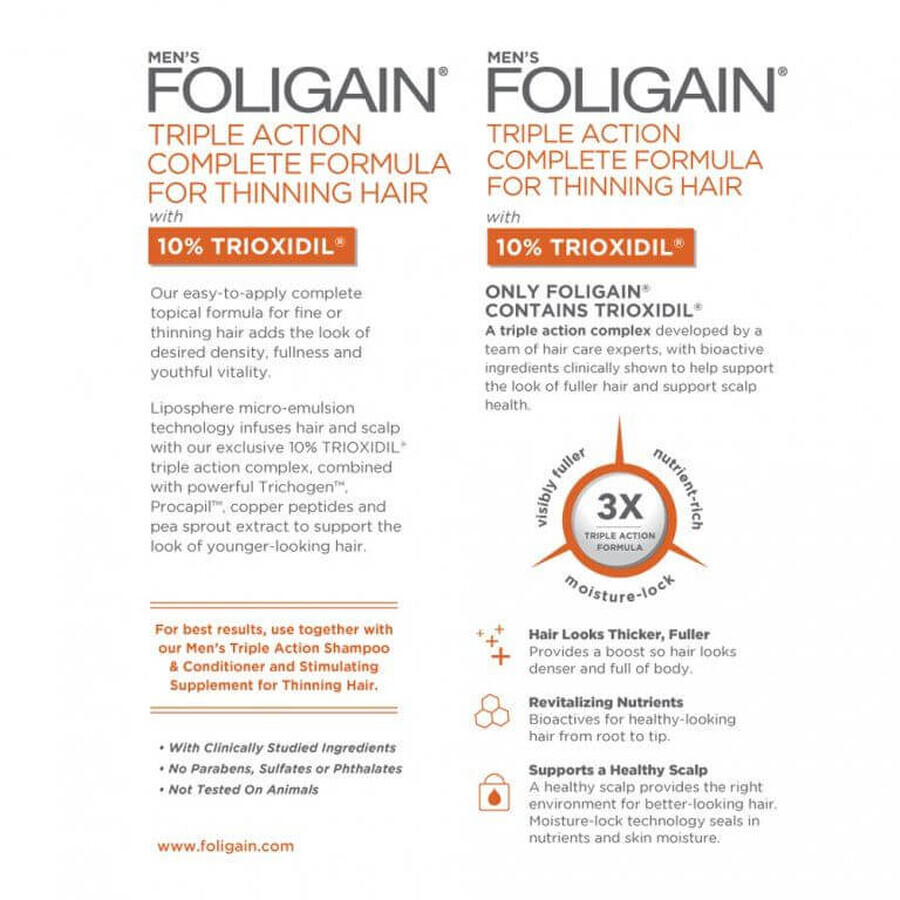 Foligain Serum Anticaída Triple Acción con 10% de Trioxinil para Hombre 59 ml