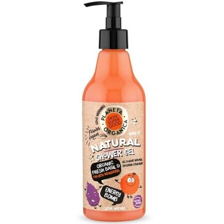 Natura Siberica Planeta Organica "Energiebombe" Duschgel - Bio-Frisch-Basilikum und gefrorene Mandarine 500 ml