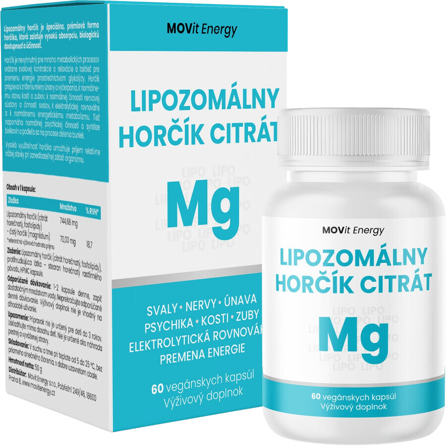 Citrate de magnésium liposomal Movit Energy, 60 gélules