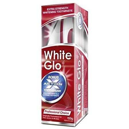 White Glo dentifrice professionnel + brosse à dents et brosse interdentaire gratuites 150 g