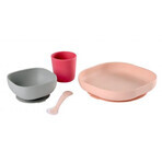 Beaba Set de table en silicone rose 4 pcs