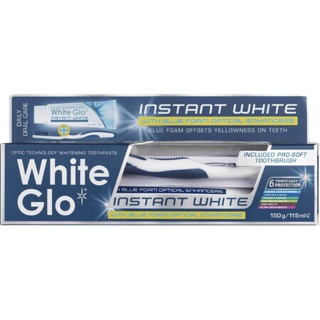 White Glo Instant white + spazzolino e spazzola interdentale 150 g