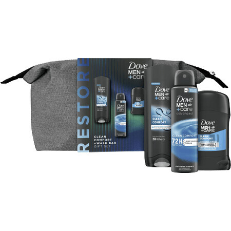 Dove Men+Care CleanComfort Men's cosmetic bag - shower gel + antiperspirant spray + solid antiperspirant