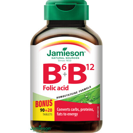 Jamieson Vitamine B6, B12 și acid folic 110 comprimate