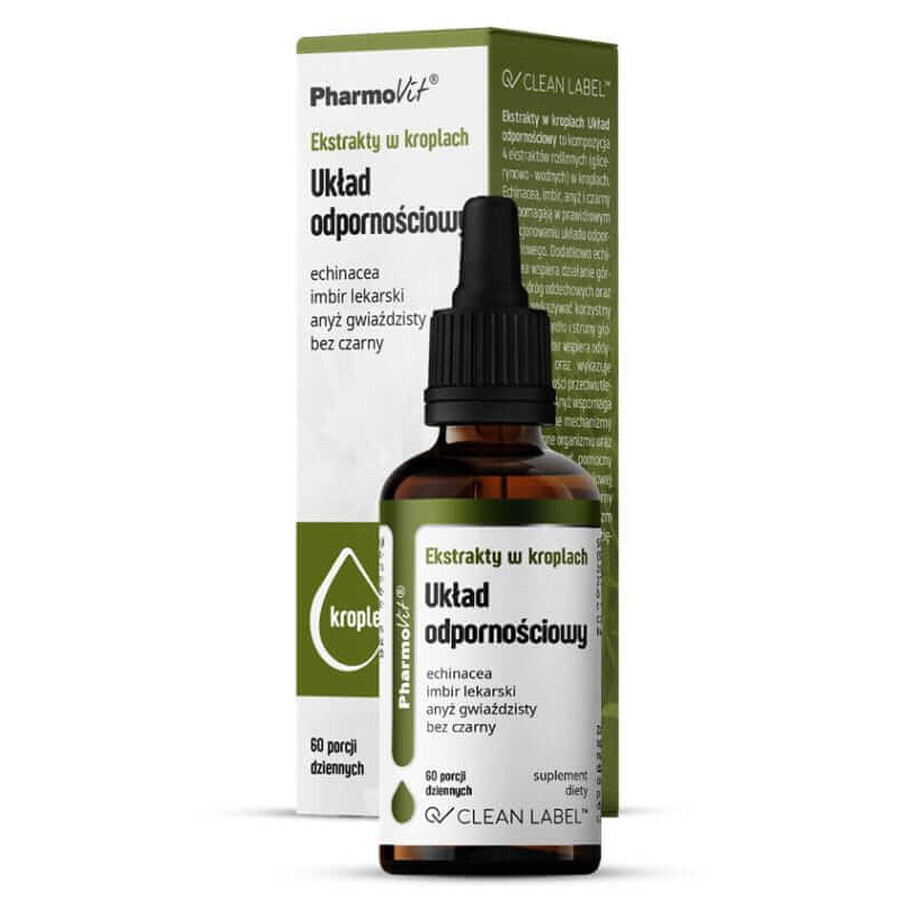 Extracten in druppels immuunsysteem 30 ml Pharmovit Clean Label