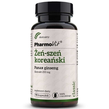 Ginseng Coréen Panax ginseng 250 mg (90 gélules) Pharmovit Classic