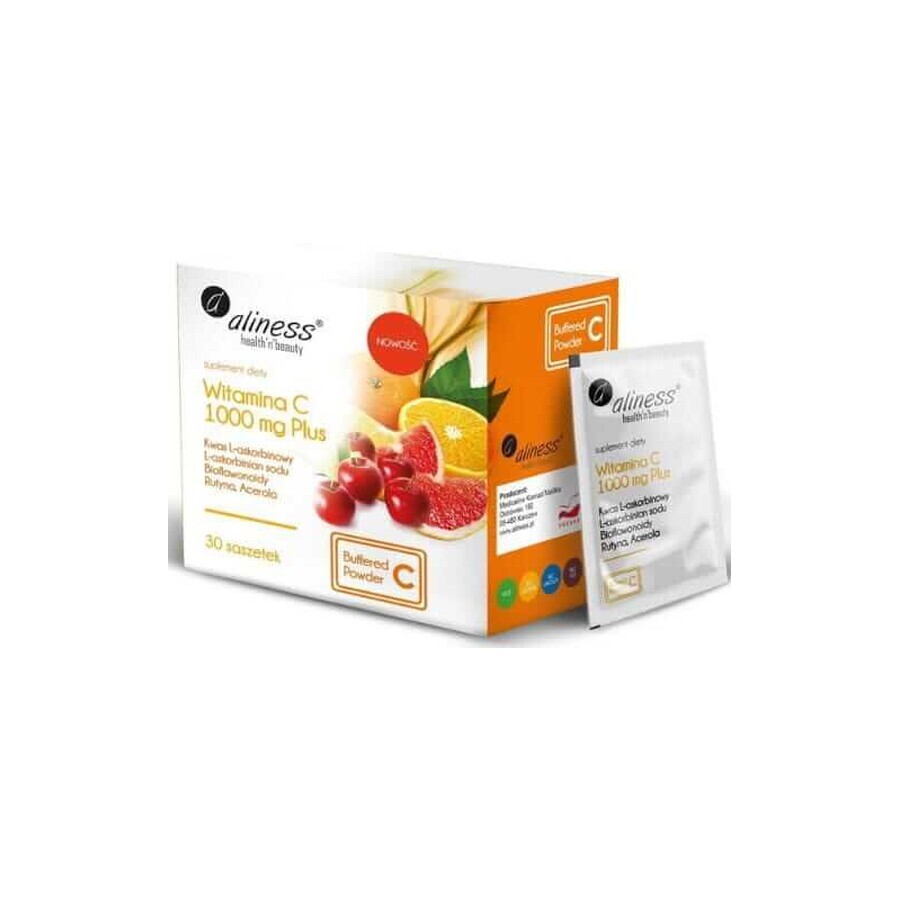 Vitamine C 1000 mg PLUS bioflavonoïden, rutine, acerola 30 sachets Aliness