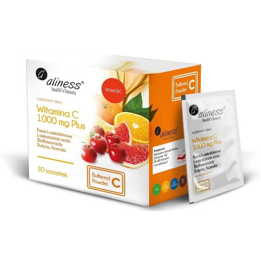 Vitamine C 1000 mg PLUS bioflavonoïden, rutine, acerola 30 sachets Aliness