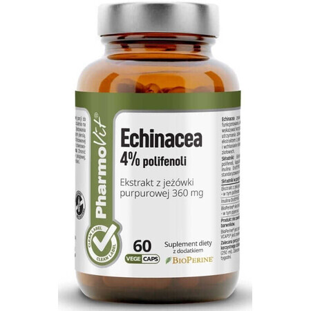 Echinacea 4% polifenoli extract de coneflower violet 360 mg (60 caps) Pharmovit Clean Label