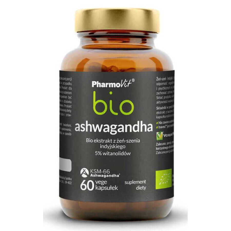 Bio Ashwagandha extract de ginseng indian 60 capsule vegetale, Pharmovit