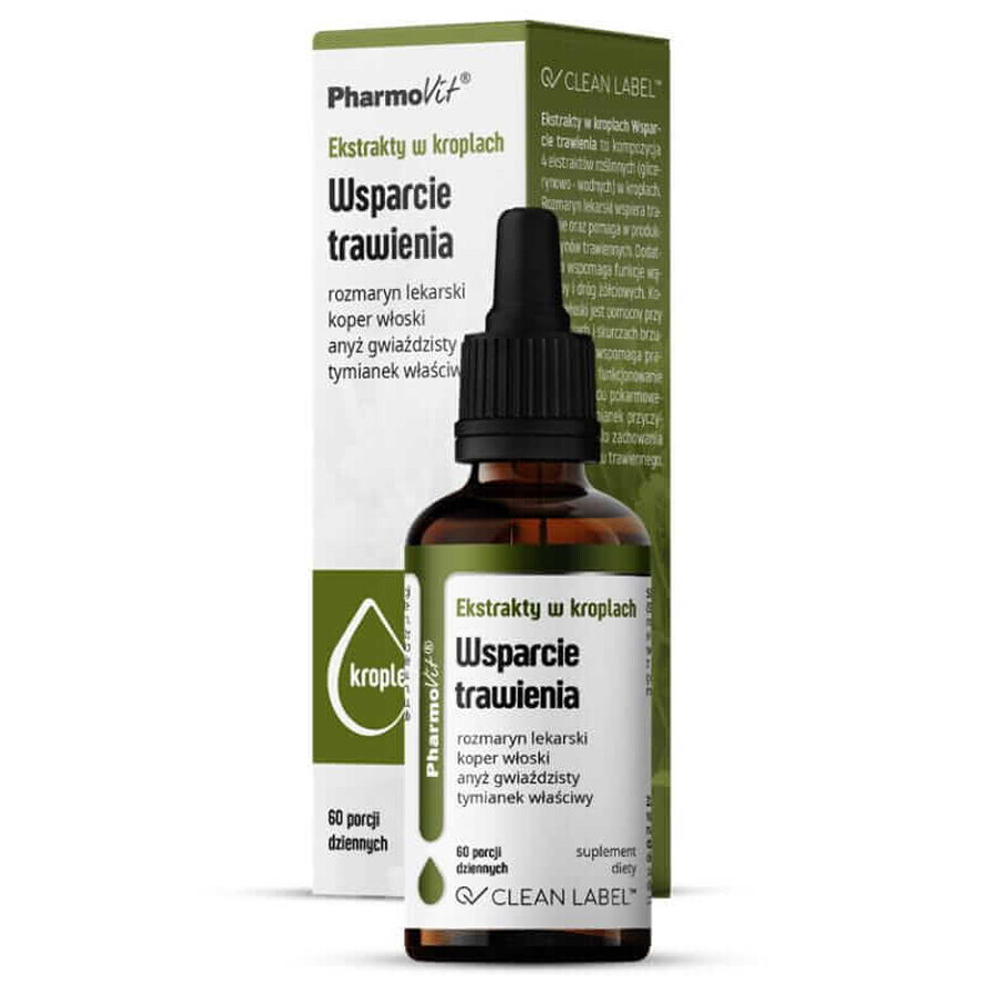 Extracten Druppels Spijsverteringsondersteuning 30 ml Pharmovit Clean Label