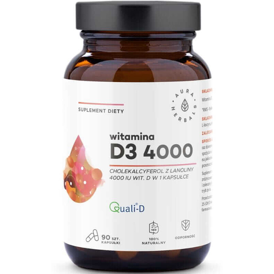 Vitamin D3 4000 IU 90 capsules Aura Herbals