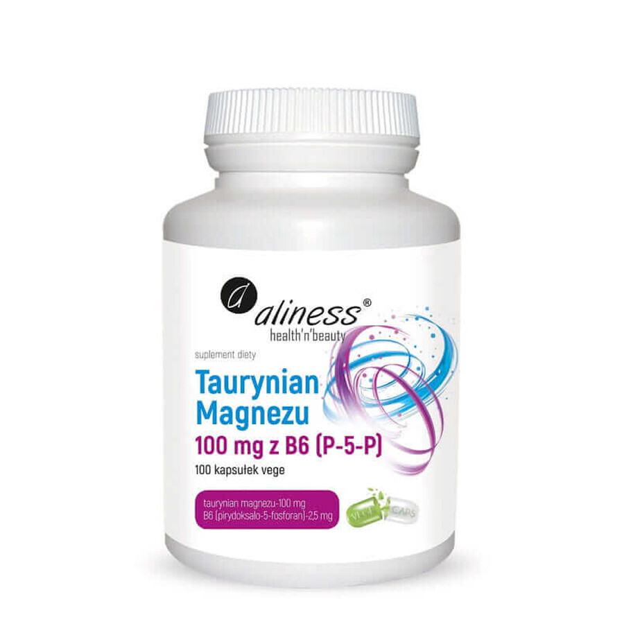 Taurate de magnésium 100 mg avec B6 (P-5-P) - 5 mg 100 vcaps Aliness