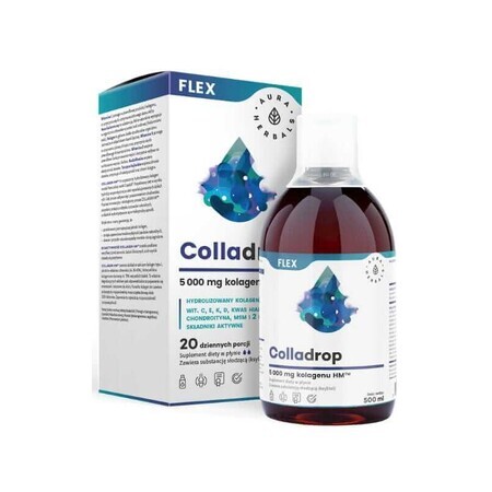 Colladrop Flex, Meereskollagen 5000 mg, Flüssigkeit 500 ml, Aura Herbals