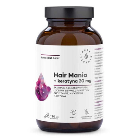 Hair Mania + keratin 20mg , 120 capsules Aura Herbals