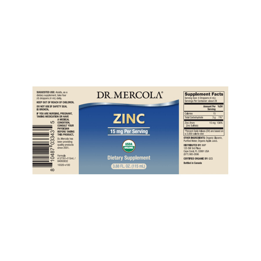 Zinc picături 115 ml, Dr. Mercola