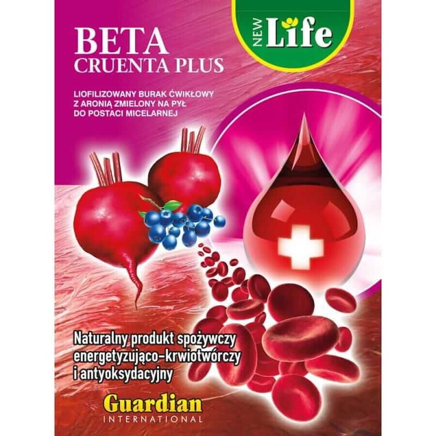 Beta Cruenta Plus Barbabietola liofilizzata e micellizzata con aronia Beta Cruenta Plus 250g, Guardian International