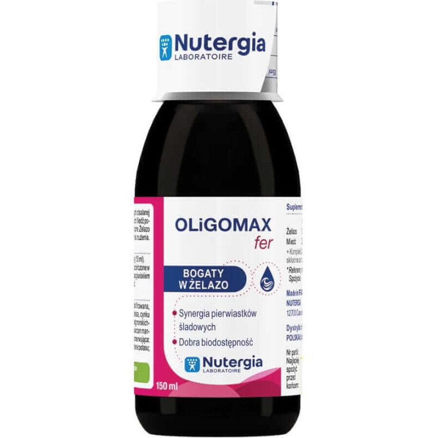 Oligomax fer Nutergia (source de minéraux et d'éléments + fer) 150 ml