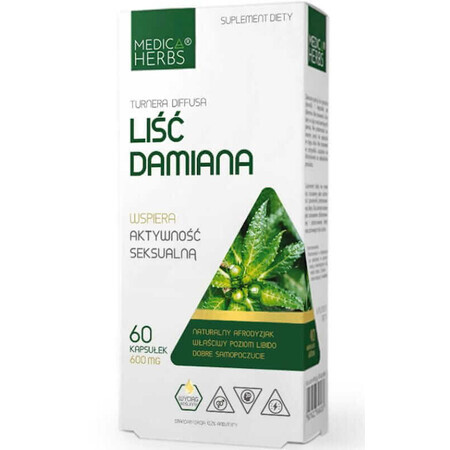 Damiana feuille 600mg, 60 capsules Medica Herbs