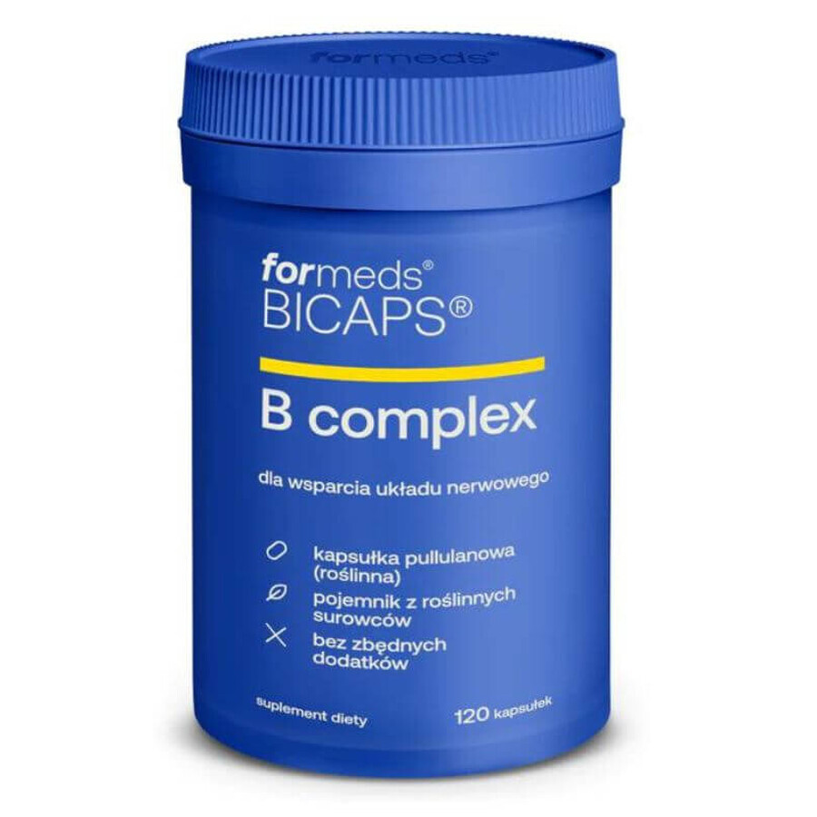 Bicaps B Complex - vitamine B-complex, 120 capsules. Formaten