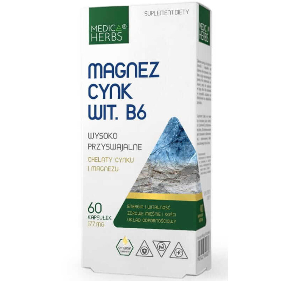 Magnésium Zinc Vitamine B6, 60 gélules Medica Herbs