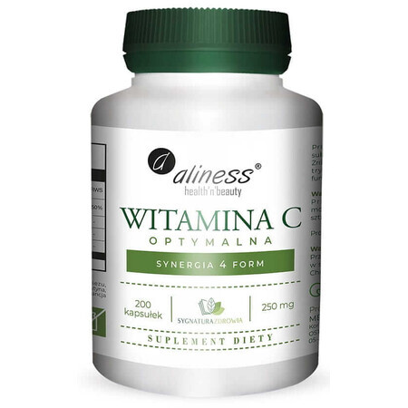 Optimales Vitamin C 250mg Synergie von 4 Formen 200 Kapseln Aliness